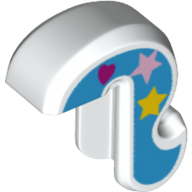 Animal Body Part, Cat Tail with Medium Blue Stripe, Dark Pink Heart, Pink and Yellow Star print Weiß