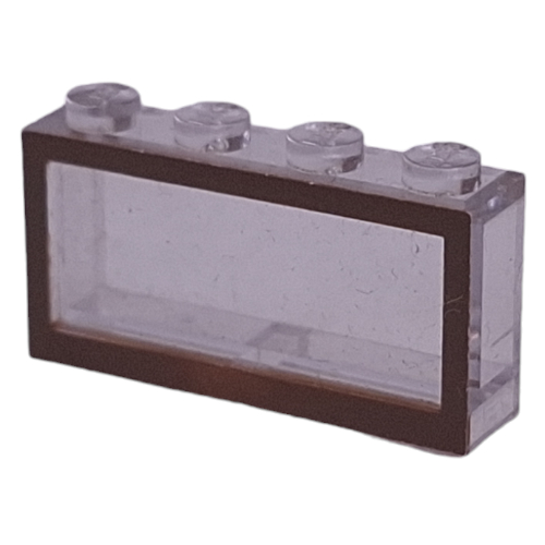 Modulex Window 1 × 4 × 2 with Brown Border Print Modulex Clear