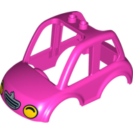 Duplo Car Body High Cab 2 Top Studs with Headlights, Grill print Dark Pink