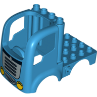 Duplo Car Body Truck 4 × 4 Flatbed with 4 Top Studs - Grille and Headlights Print Dunkelazur