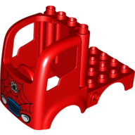 Duplo Car Body Truck 4 × 4 Flatbed with 4 Top Studs - Headlights and Spiderman Logo Print Rot