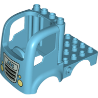 Duplo Car Body Truck 4 × 4 Flatbed with 4 Top Studs - Headlights, Grille, and 'ABC' Print Medium Azure