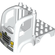 Duplo Car Body Truck 4 × 4 Flatbed with 4 Top Studs and Headlights and Grille Print Weiß