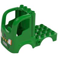 Duplo Car Body Truck 4 × 4 Flatbed with 4 Top Studs - License Plate, Headlights, and Hazard Stripes Print Hellgrün