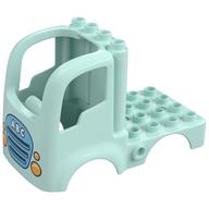 Duplo Car Body Truck 4 × 4 Flatbed with 4 Top Studs and Headlights and Medium Azure Grille with 'A B C' Print Hellaqua