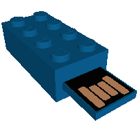 Electric Brick 2 × 4 with USB Flash Drive 16GB Blue