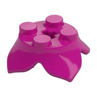 Plant, Leaves, Round 2 × 2 × 2/3 with + Axle Hole and 4 Leaf Extensions Magenta