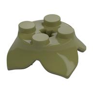 Plant, Leaves, Round 2 × 2 × 2/3 with + Axle Hole and 4 Leaf Extensions Olive Green