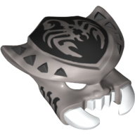 Mask Scorpion with White Fangs and Pincers, Pearl Titanium Spikes and Scorpion Emblem Print Flat Silver