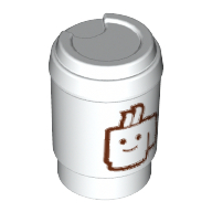 Equipment Cup with Take Out Lid and Minifig Smile Print Weiß