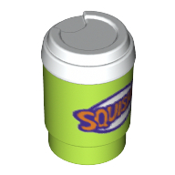 Equipment Cup with Take Out Lid and Dark Purple and Orange 'SQUISHEE' Print Lime