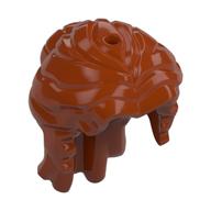 Hair Mid-Length Wavy Pulled Back with Partial Bun and Side Bangs, Hole on Top Dark Orange