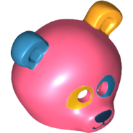 Costume / Mask, Bear with Dark Azure and Bright Light Orange Ears and Eyepatch Print Coral