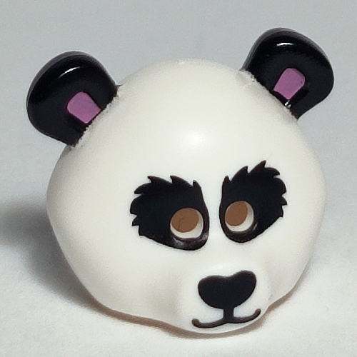 Costume / Mask, Bear with Panda Head with Medium Lavender Ears, Black Eyes and Nose Print White