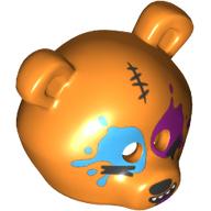 Costume / Mask, Bear with Dark Azure and Magenta Eye Paint Splashes, Open Mouth Print Orange