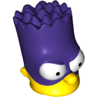 Minifig Head Special, Simpsons Bart Simpson with Dark Purple Mask Print Yellow