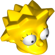 Minifig Head Special, Simpsons, Lisa Simpson with Bright Pink Bow Print in 