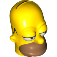 Minifig Head Special, Simpsons, Homer Simpson - Eyes Partially Open Print Gelb