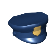 Hat, Police with Gold Badge Print Dunkelblau
