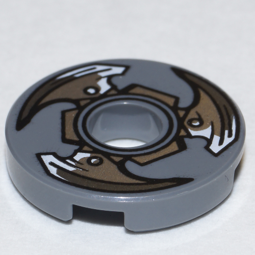 Tile Round 2 × 2 with Hole with Propeller with 3 Blades Print