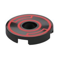 Tile Round 2 × 2 with Hole with Red Circles print Schwarz