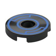 Tile Round 2 × 2 with Hole with Blue Circles print Schwarz