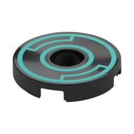 Tile Round 2 × 2 with Hole with Dark Turquoise Circles print Black