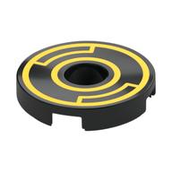 Tile Round 2 × 2 with Hole with Yellow Circles print Black