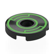 Tile Round 2 × 2 with Hole with Bright Green Circles print Schwarz