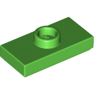Plate Special 1 × 2 with 1 Stud with Groove and Inside Stud Holder (Jumper) Bright Green