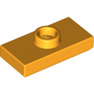 Plate Special 1 × 2 with 1 Stud with Groove and Inside Stud Holder (Jumper) Leuchtendes Hellorange