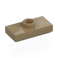 Plate Special 1 × 2 with 1 Stud with Groove and Inside Stud Holder (Jumper) Dunkelbeige
