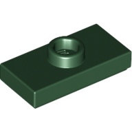 Plate Special 1 × 2 with 1 Stud with Groove and Inside Stud Holder (Jumper) Dark Green