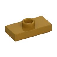Plate Special 1 × 2 with 1 Stud with Groove and Inside Stud Holder (Jumper) Perlgold
