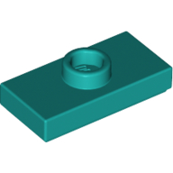 Plate Special 1 × 2 with 1 Stud with Groove and Inside Stud Holder (Jumper) Dunkeltürkis