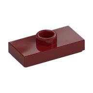 Plate Special 1 × 2 with 1 Stud with Groove and Inside Stud Holder (Jumper) Dunkelrot