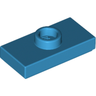 Plate Special 1 × 2 with 1 Stud with Groove and Inside Stud Holder (Jumper) Dark Azure