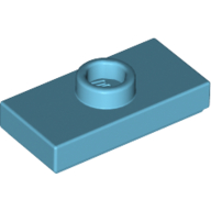 Plate Special 1 × 2 with 1 Stud with Groove and Inside Stud Holder (Jumper) Medium Azure