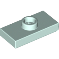 Plate Special 1 × 2 with 1 Stud with Groove and Inside Stud Holder (Jumper) Light Aqua