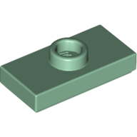 Plate Special 1 × 2 with 1 Stud with Groove and Inside Stud Holder (Jumper) Sand Green