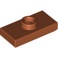 Plate Special 1 × 2 with 1 Stud with Groove and Inside Stud Holder (Jumper) Dark Orange