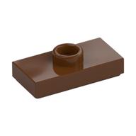 Plate Special 1 × 2 with 1 Stud with Groove and Inside Stud Holder (Jumper) Reddish Brown