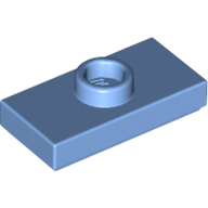Plate Special 1 × 2 with 1 Stud with Groove and Inside Stud Holder (Jumper) Medium Blue