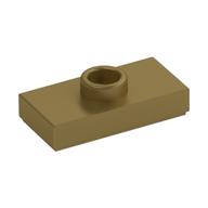 Plate Special 1 × 2 with 1 Stud with Groove and Inside Stud Holder (Jumper) Metallic-Gold