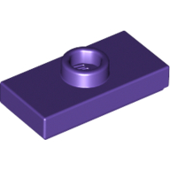 Plate Special 1 × 2 with 1 Stud with Groove and Inside Stud Holder (Jumper) Dark Purple