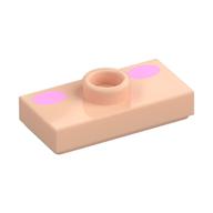 Plate Special 1 × 2 with 1 Stud (Jumper) with Dark Pink Ovals (Cheeks) Print Hellnougat