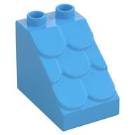 Duplo Brick 3 × 2 × 2 Slope Shingled Mittelblau