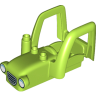 Duplo Car Body Tractor with 2 Studs, Exhaust Pipe with Grill, White Headlights print Lime