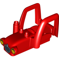 Duplo Tractor Body with 2 Studs, Exhaust Pipe, and Radiator with Rabbit and Yellow Headlights Print Rot