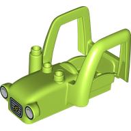 Duplo Car Body Tractor with 2 Studs, Exhaust Pipe with Grill with Leaf, and White Headlights print Lime